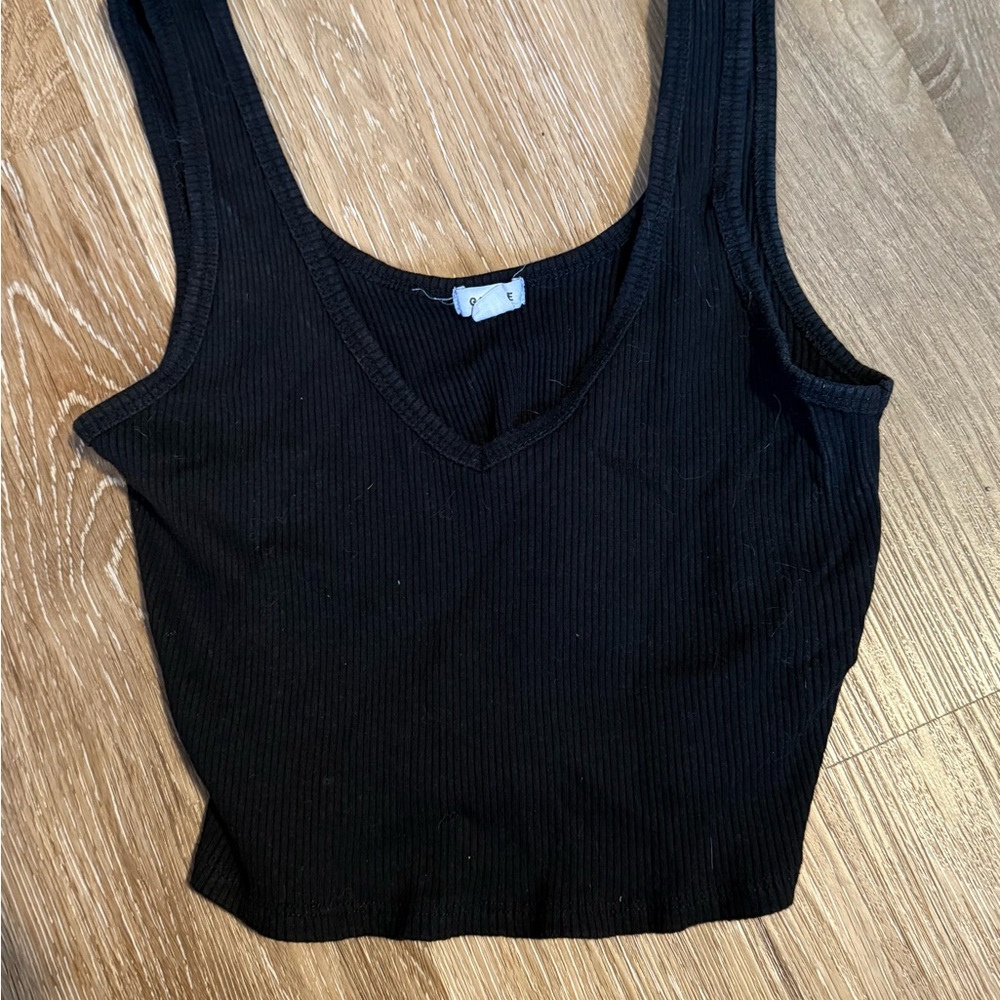 Black Ribbed Tank Top - Garage